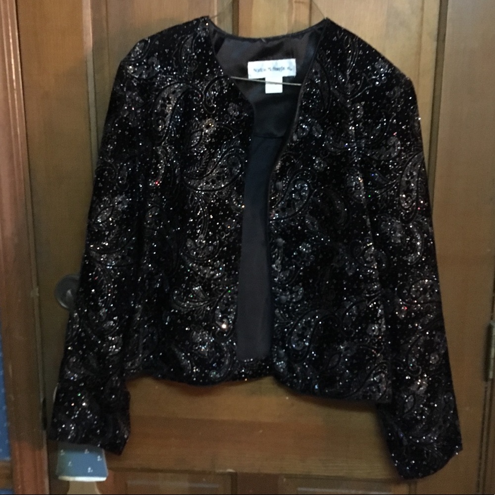 EUC. Vintage Black Sparkle Velvet Evening Jacket